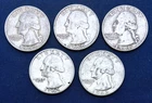 1959-D, 1960-D, 1961-D, 1962-D, 1963-D  Washington Silver Quarters,  5 coin lot