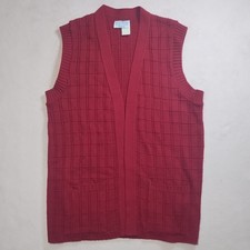 vintage 70s sears red check cardigan sweater  fits like m grandpa fall teacher