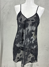 Vintage Jaclyn Smith Lingerie Night Gown M Black Sheer Teddy Coquet