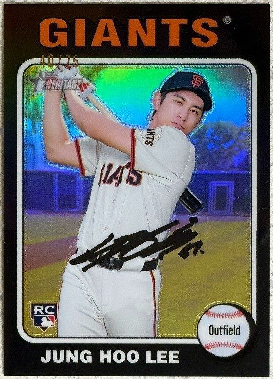 2024 TOPPS HERITAGE HIGH NUMBER #545 JUNG HOO LEE BLACK CHROME REFRACTOR 40/75