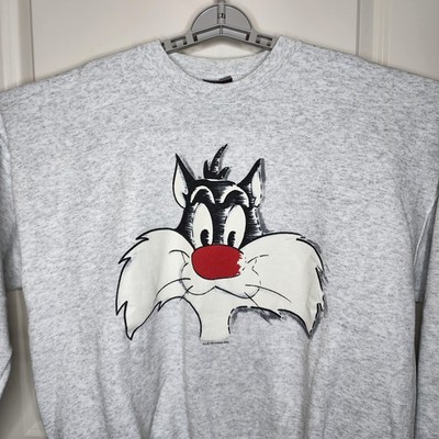 Vintage Sylvester Sweatshirt Mens XL Gray Looney Tunes Warner Bros 1993 90s