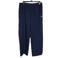 Adidas Womens Track Pants Medium Athletic 3-Stripes Navy Blue Zip Ankle Lined