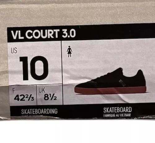 adidas Women VL Court 3.0 Skateboarding Shoes Size 10 Black Gum - Afbeelding 4 van 5