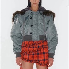 OpenWaiWai Fox Fur Bomber Jacket Khaki 1 Size