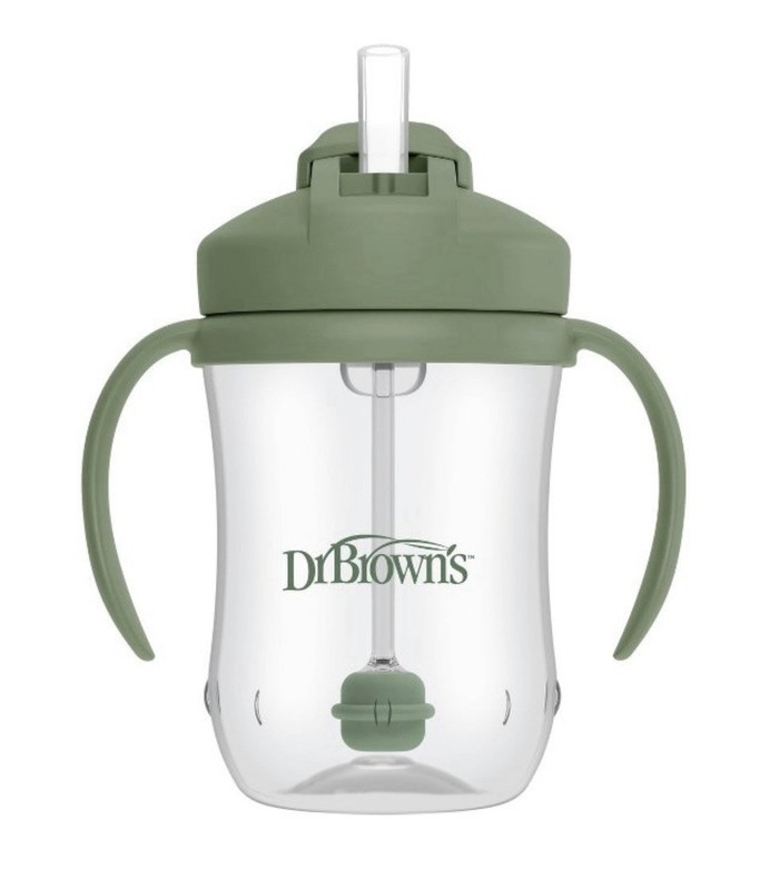 Dr. Brown's Milestones 9oz Baby's First Straw Cup Sippy Cup BPA Free Sage Green