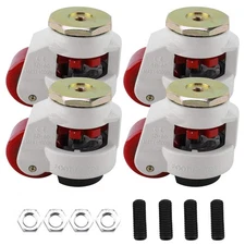 4Pcs Leveling Casters GD-80S-T Plate Mounted Iron Poly Wheel and NBR Pad 4400lbs