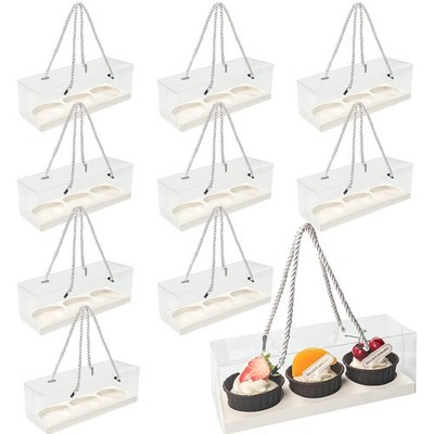 20pcs Mother's Day Clear Cupcake Boxes with Handle Cupcake Container Transpar...