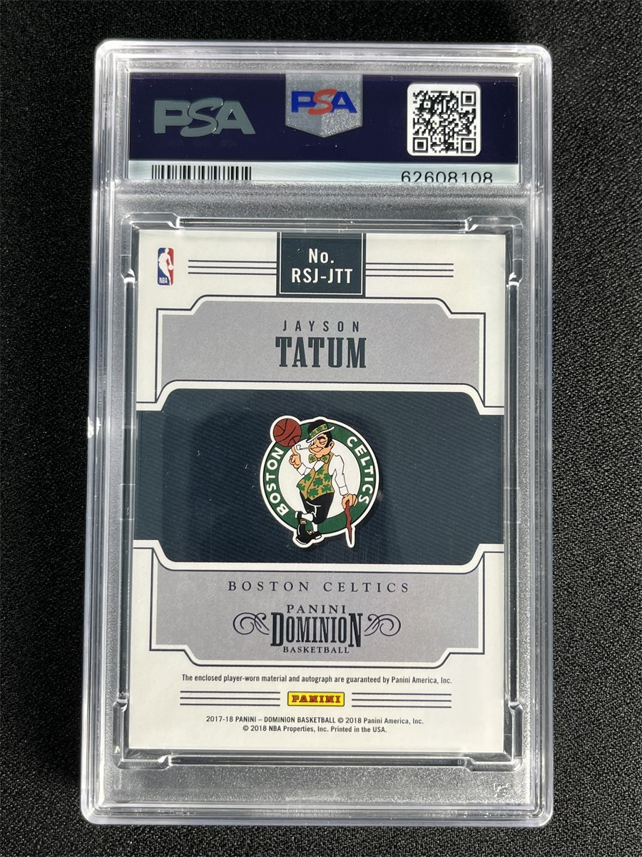 2017-18 Dominion Jayson Tatum RC Rookie Showcase Patch Auto RJA /25 PSA 9 POP 2 view 2