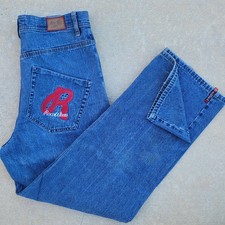 Vintage Rocawear Jeans Mens 34x33 Baggy Y2K Embroidered Blue Rap Hip Hop Skate