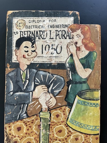 1950 Comical Flirtatious Hand Painted Folk Art EN Fraternity Paddle