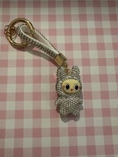 Silver Adorable Labubu Rhinestone Keychain Bag Charm Bling