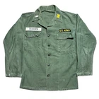 Vintage 60s US Army OG 107 Utility Shirt Patched Named Vietnam Military