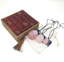 THY COLLECTIBLES Set of 3 Drilled Yoni Eggs Rose Crystal Quartz Jade Egg for Ke