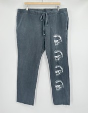 Ed Hardy Womens Gray French Terry Punks Not Dead Skull Sweatpants Sz XL