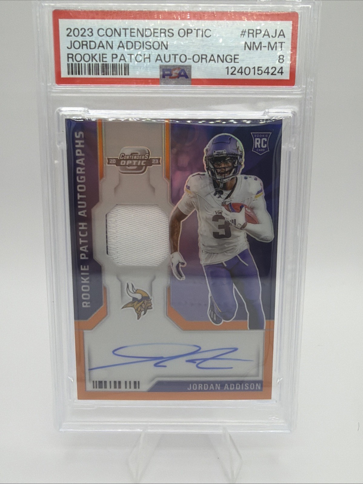 Jordan Addison Panini Contenders Optic Rookie Patch Autographs #RPAJA Orange