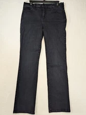 NYDJ Marilyn Straight Fit Jeans Womens 12 Black High Rise Made in USA