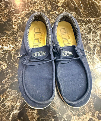 Hey Dude Wally Youth Navy Slip-On Fabric Casual Shoes Kids US 3 EU 35