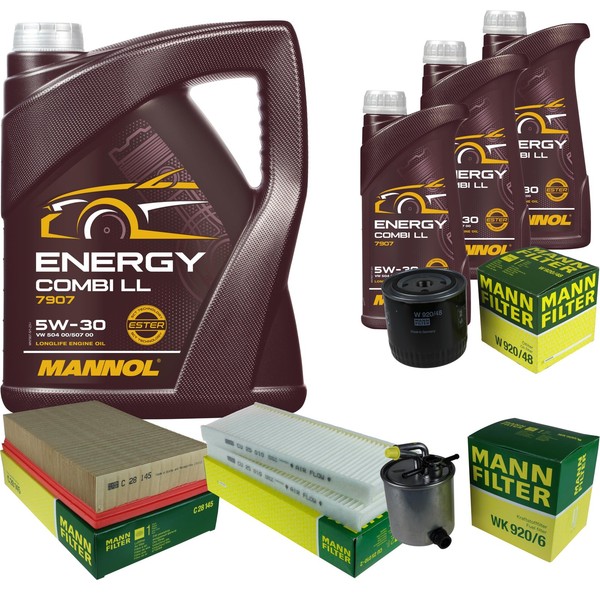 Mann Inspektionspaket Filterset 8L Mannol Energy 5W-30 FüR Nissan NP300 Navara-image