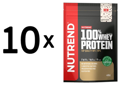 10 x Nutrend 100% Whey Protein, Cookies & Cream - 400g (52,50 EUR/kg)