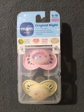 MAM Original Night Glow in the Dark Pacifiers 6-16 Months Pink Yellow 2-Pack