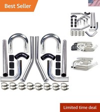 2 8-pcs Universal Intercooler Pipe Piping Turbo Polished Aluminum Kit With S...