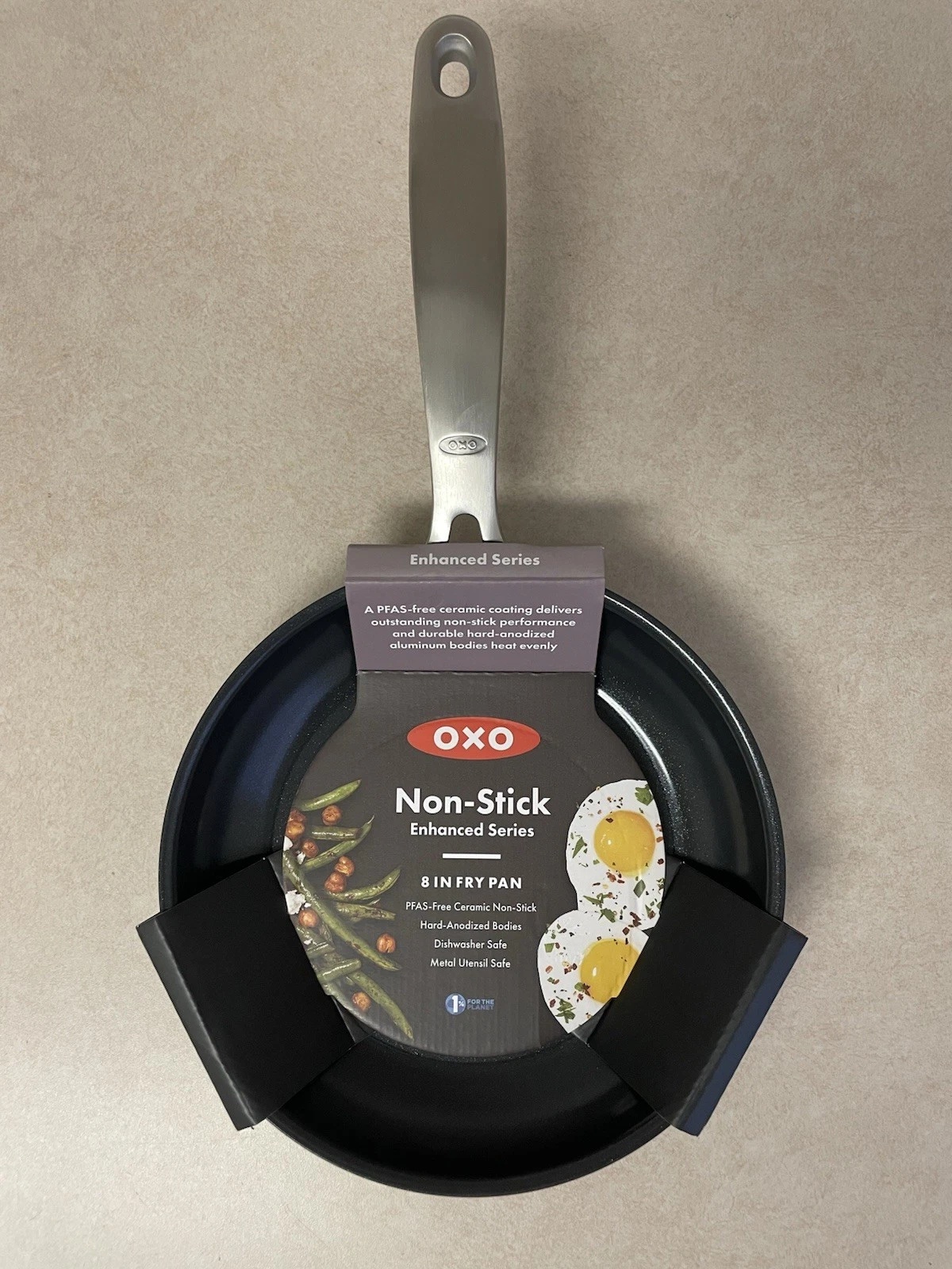 OXO Enhanced 8" Frying Pan Skillet, PFAS-Free Ceramic Nonstick, Black