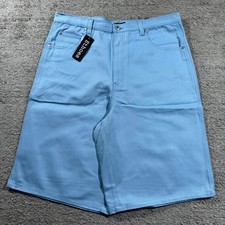 NWT Grunge Punk Baggy Wide Leg Y2K 2000 s Loose Fit Baby Blue Skater Shorts