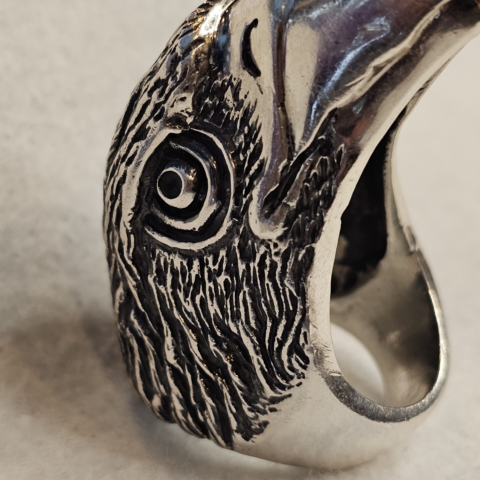 Massive Sterling Silver Eagle Head Ring 925 Heavy… - image 18