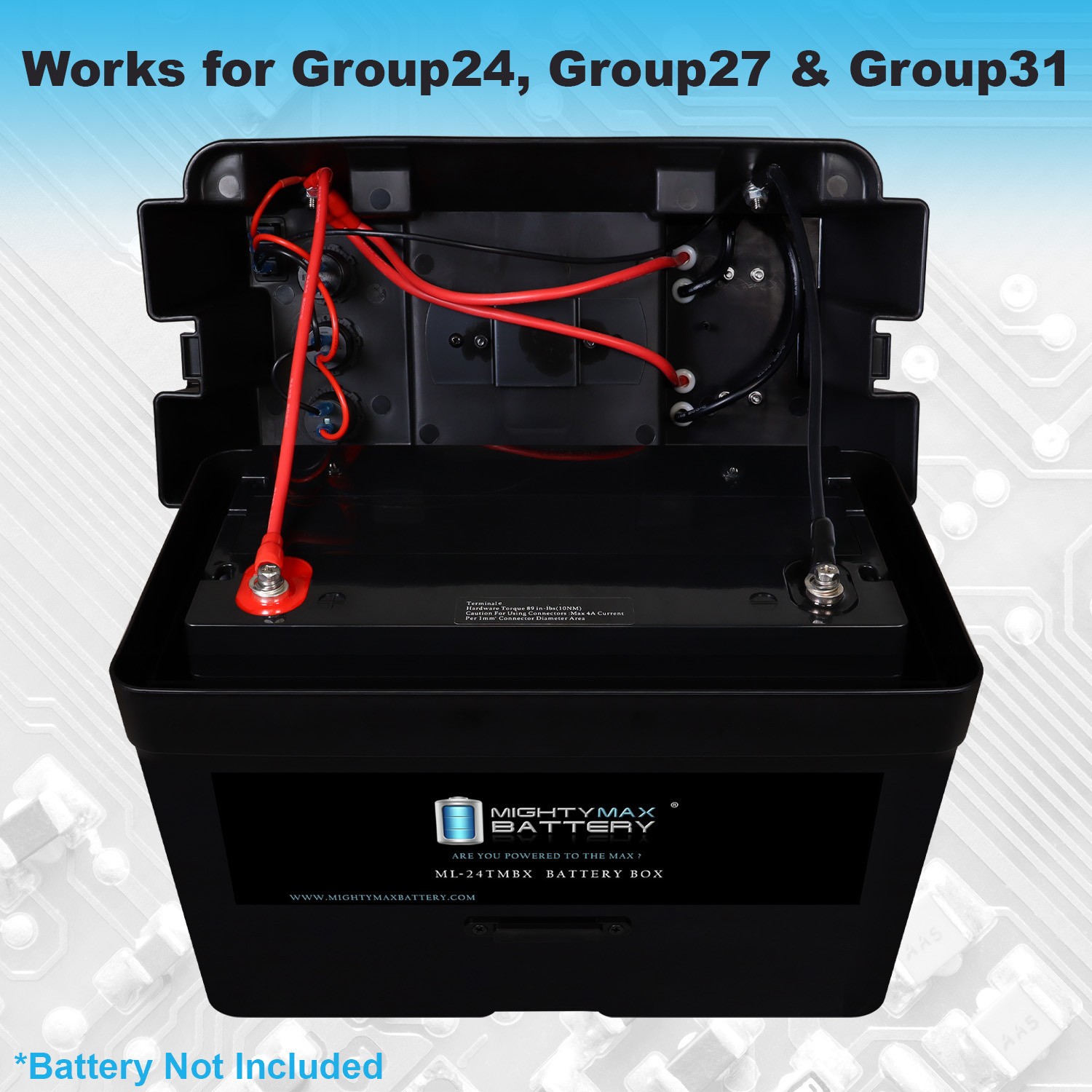 Mighty Max Group 24 Battery Box 12V Power center for Solar Panels, Wind Turbine
