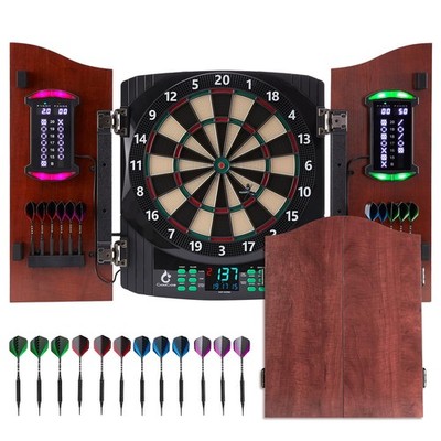 Electronic Dart Board with Wooden Door, Electric Dartboard with Heckler & Lig...