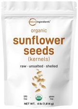 Organic Sunflower Seeds, 4lbs Raw, Unsalted, Shelled Whole Kernels Lo...