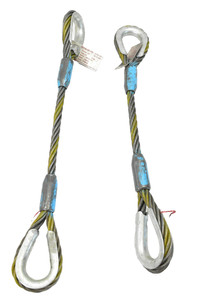 Lot of 2 Industrial Wire Rope 2' x 5/8" Wire Rope Steel Cable Lifting Sling