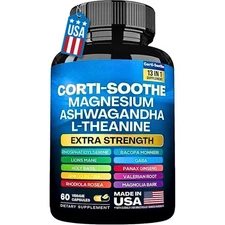 CORTI-SOOTHE Cortisol Magnesium Ashwagandha L-theanine - Relieve Stress