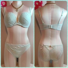 Y2K Victoria's Secret Silky Nylon Lace Push-up Bra/ Panty Set Size 34E/med
