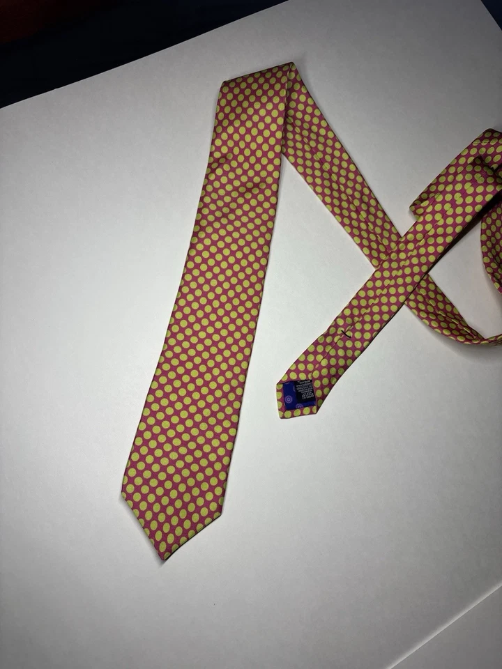 Gravata geométrica Ted Baker London masculina 100% seda rosa e verde 60” X 3” - Imagem 4 de 4