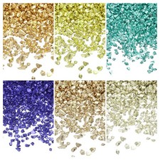 26g 2-4mm Crushed Metallic Irregular Glass Chips, Gold/Blue/Silver