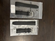 FKM Black Rubber Watch Strap 20mm Straight and Curved Edges