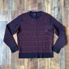 J.CREW Sweater Mens Medium 100 Lambs Wool Fair Isle Nordic Pullover Crew winter