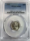 1912 Barber Dime PCGS MS64 / Brilliant White Silver Coin