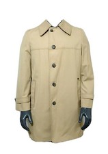 London Fog Trench Coat 40R Men Khaki Removable Faux Fur Insulation Lined VGUC