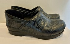 Zoccoli DANSKO Floreale Paisley Nero Pelle Lavorata Taglia 8 EUR38 Scarpe Professionali