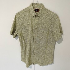 UNTUCKIT Mens Cotton Short-Sleeve Byers Slim Fit Shirt Olive Vine Print Sz Small