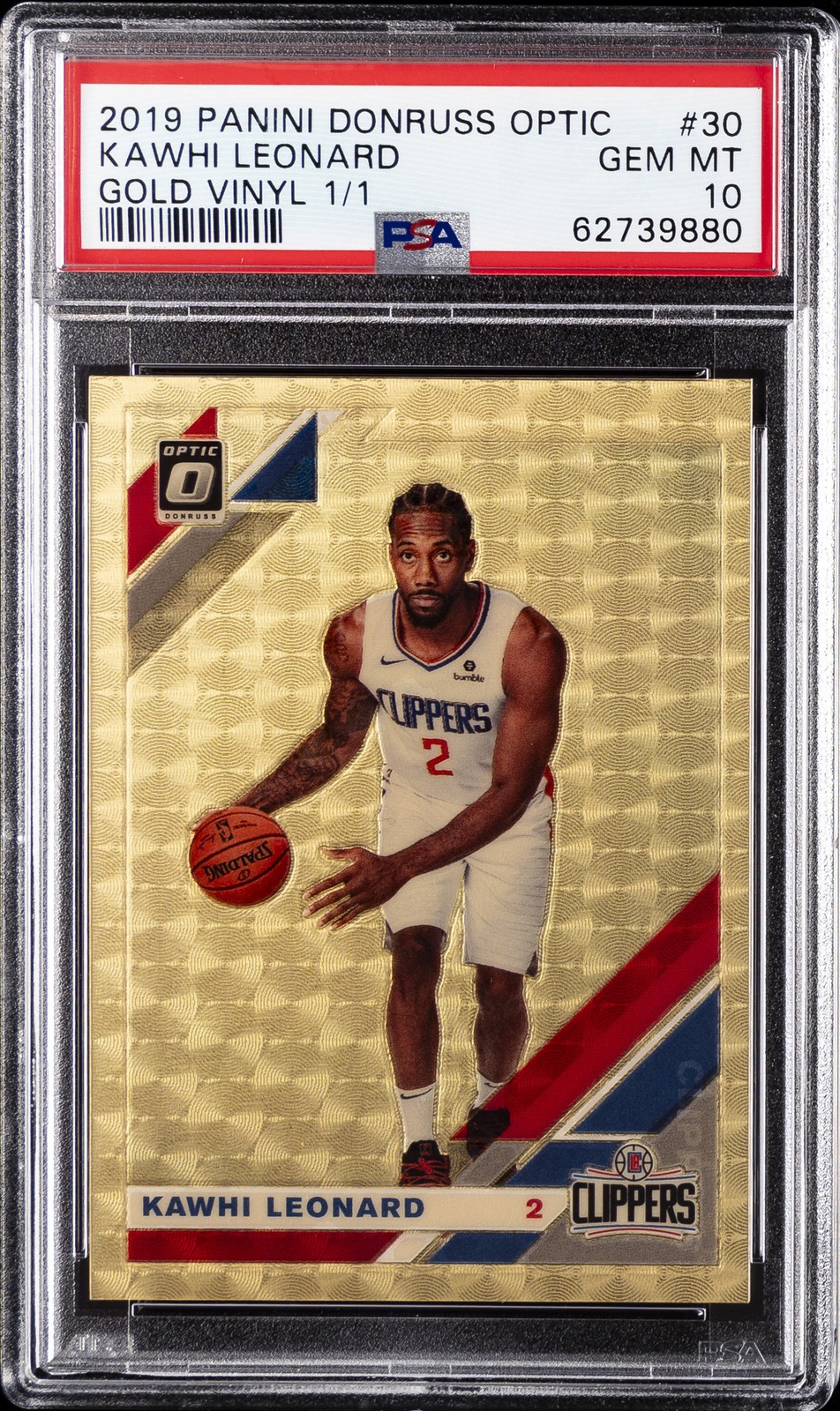 2019 PANINI DONRUSS OPTIC GOLD VINYL 1/1 #30 KAWHI LEONARD 1/1 PSA 10