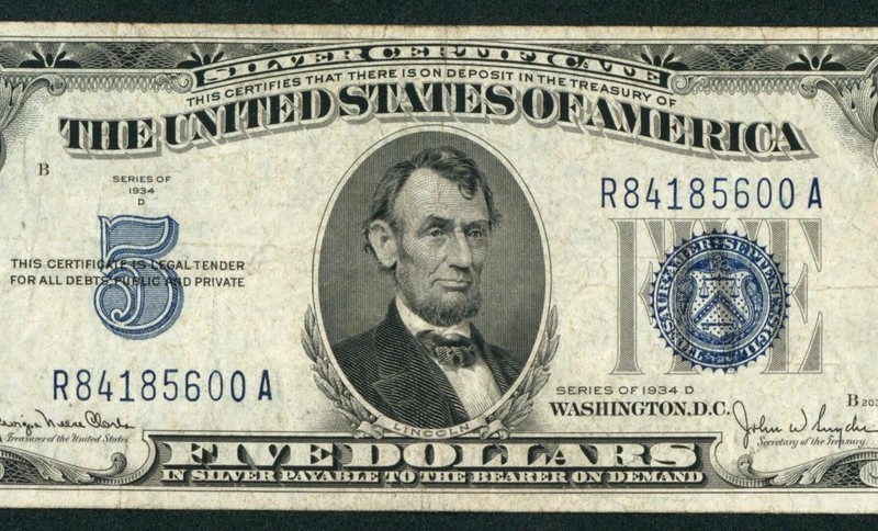 $5 1934 Silver Certificate Note ** PAPER CURRENCY AUCTIONS