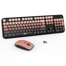 FD Wireless Keyboard and Mouse Combo - 2.4G Full-Sized Cute Colorful Mouse an...