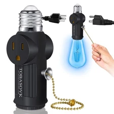 Light Socket to Plug Adapter, Both Sides Support 3 Prong Light Socket Adapter...