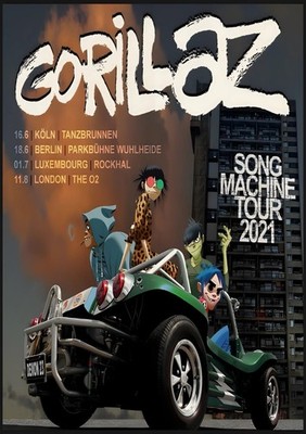 Gorillaz Blur Damon Albarn European Tour 2021 A3 A4 Print Poster Unframed