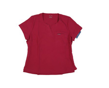 Jaanuu Scrub Top Womens Large FCS Pink V Neck Stretch Pocket Medical Uniform