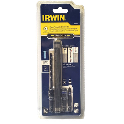 Irwin Impact Drill Bit Set 3/16'' Bit for 1/4'' Tapcon Cobalt Steel 4 pc 1888628