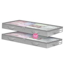 3-Inch High Under Bed Storage Containers, Low Profile 3 Inch Gray-Soft-2pcs